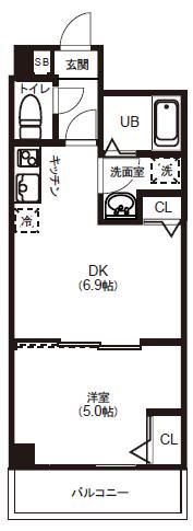 レピュア住吉レジデンス(1DK/2階)の間取り写真