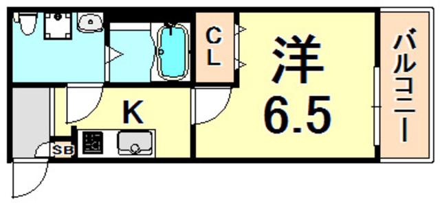 WING(1K/1階)の間取り写真