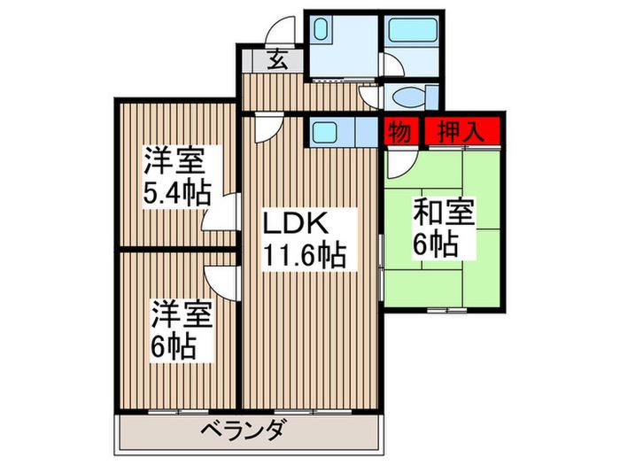 パークレジデンスK(3LDK/2階)の間取り写真