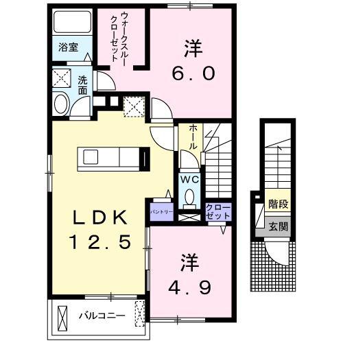 モンターニュ(2LDK/2階)の間取り写真