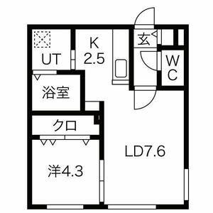 レグルス手稲(1LDK/1階)の間取り写真
