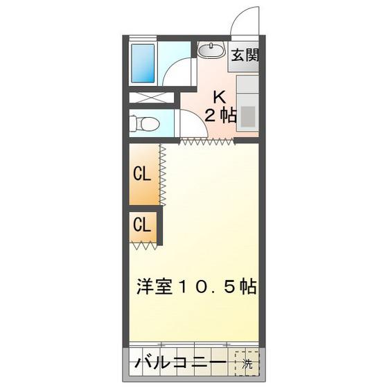 ハートランド上浜(1K/3階)の間取り写真
