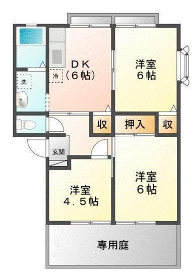 サンビレッジ西深津A(3DK/1階)の間取り写真