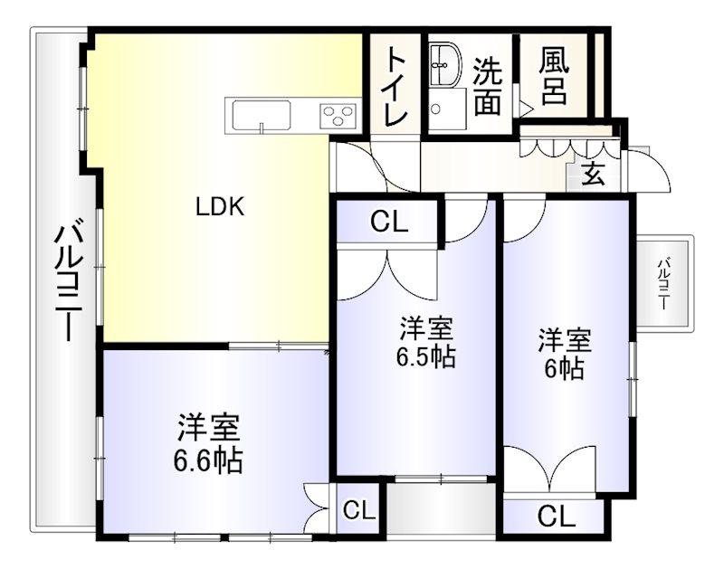 REZIA小倉(3LDK/3階)の間取り写真