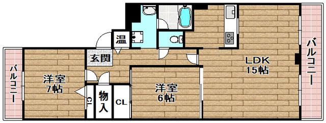 高槻ハウス(2LDK/2階)の間取り写真