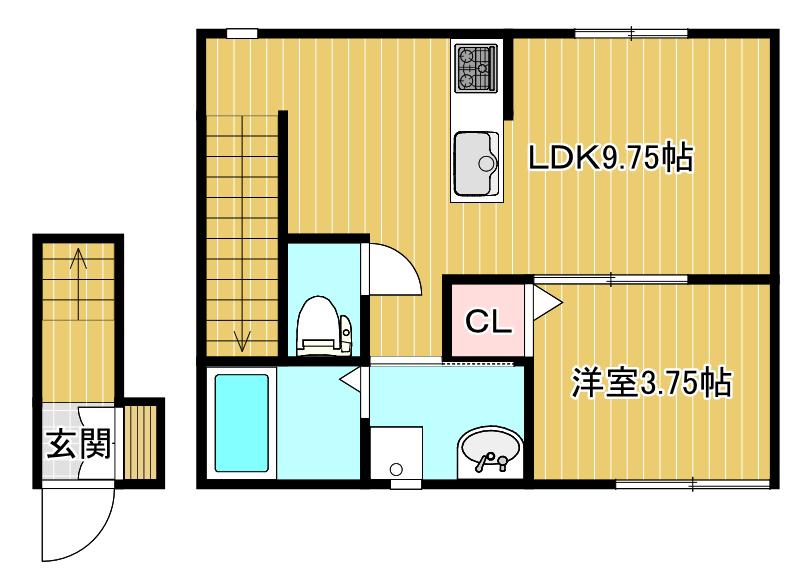 エスポワール(1LDK/2階)の間取り写真