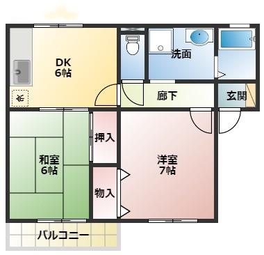 パストラルコート(2DK/2階)の間取り写真