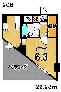 リバティ東大路(1K/2階)の間取り写真