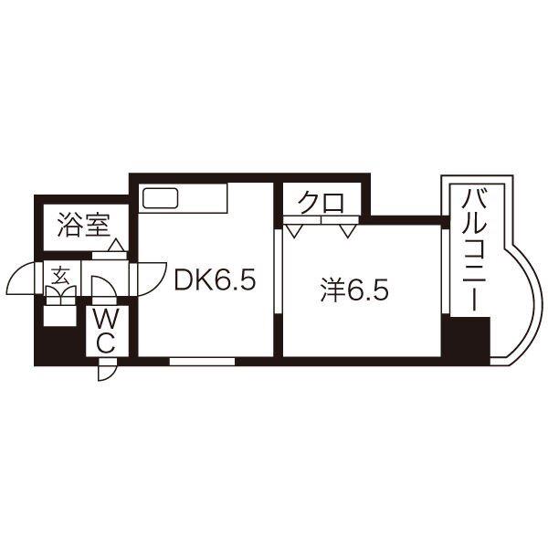 ローヤルハイツ月寒東5(1DK/7階)の間取り写真