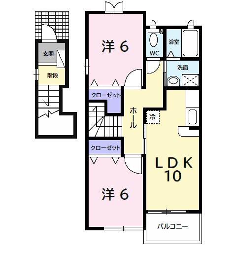 メゾン N・K・S(2LDK/2階)の間取り写真