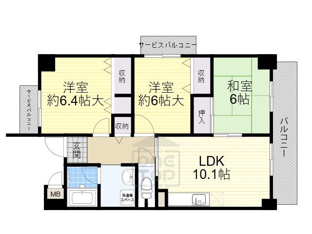 メゾンドール藤が丘(3LDK/3階)の間取り写真