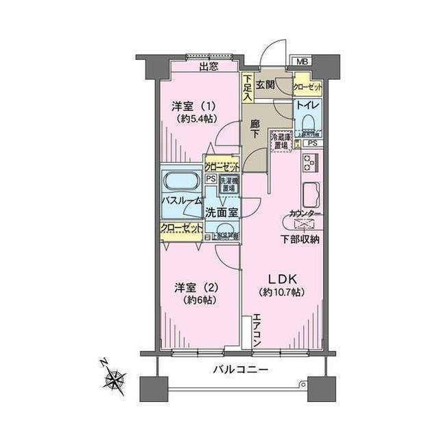 ヒルレジデンス大崎(2LDK/2階)の間取り写真