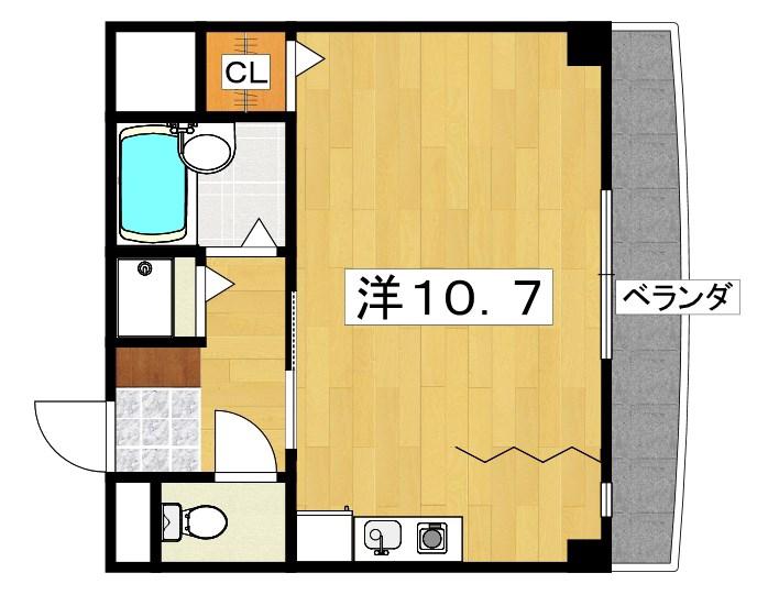 サンメッセ交野(ワンルーム/5階)の間取り写真