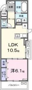 ヴィオラ住吉ノ杜(1LDK/2階)の間取り写真