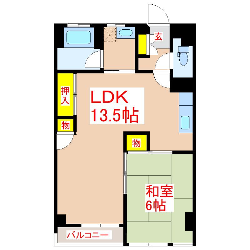 ロワイヤルヒルズ壱番館(1LDK/4階)の間取り写真