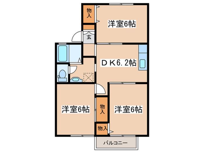 ビューバレーKI(3DK/1階)の間取り写真