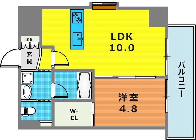 アヴェニール永沢(1LDK/6階)の間取り写真