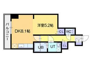 GRACEVILLA一番館(1DK/8階)の間取り写真