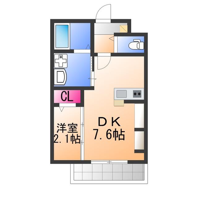 九間町シーエム・サンク(1DK/3階)の間取り写真