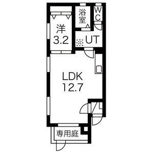 MIA CASA 津賀田(1LDK/1階)の間取り写真