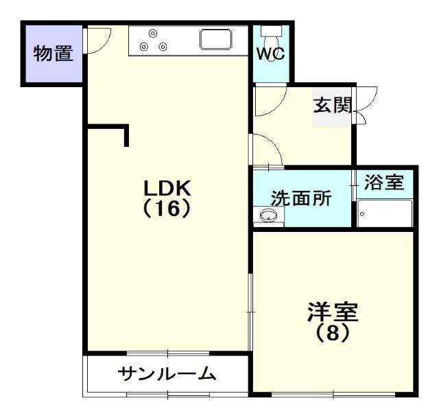 オレンジコート(1LDK/1階)の間取り写真