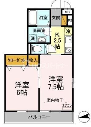 SUN HEIGHTS(2K/3階)の間取り写真