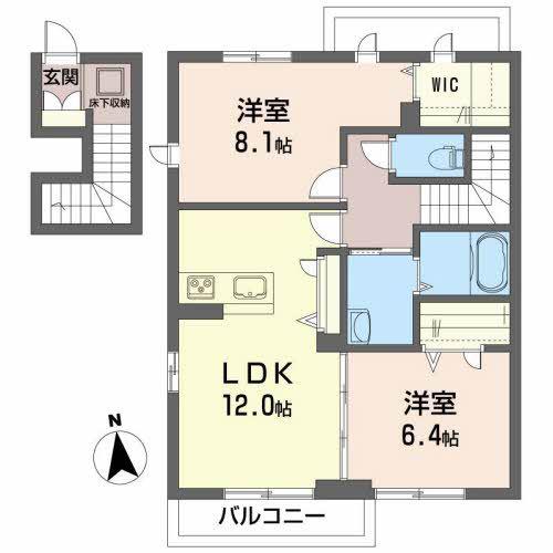 シャーメゾン下原(2LDK/2階)の間取り写真