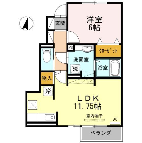 サワディー ファン バーン B(1LDK/1階)の間取り写真