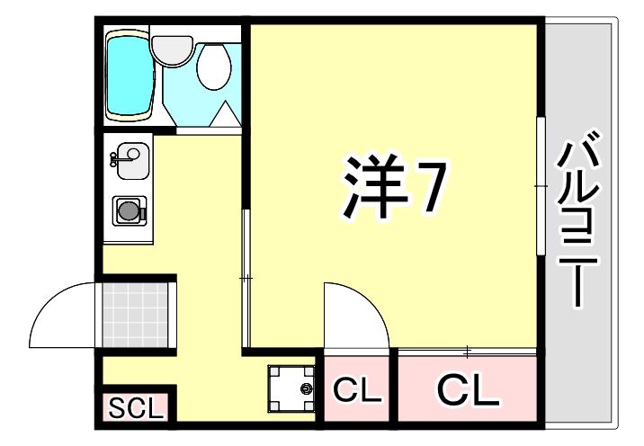 シオン塚口(ワンルーム/4階)の間取り写真