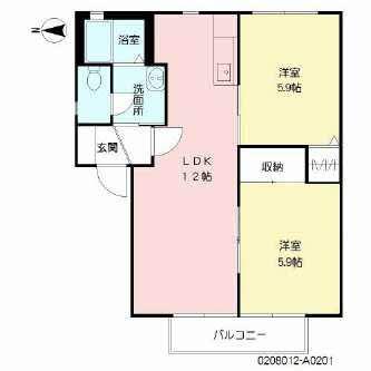 プレステージ華里  I(2LDK/2階)の間取り写真