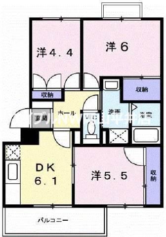 シャルマン竜之口C(3DK/1階)の間取り写真