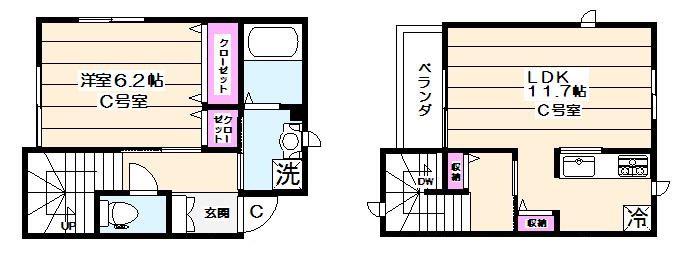 メゾンエトワール(1LDK/2階)の間取り写真