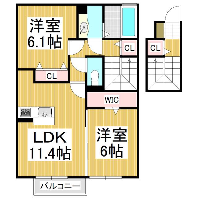 ラ・プリシード(2LDK/2階)の間取り写真