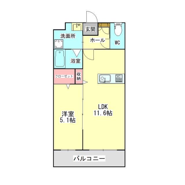 リシャール原水(1LDK/2階)の間取り写真