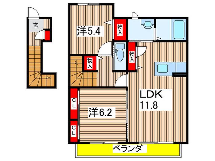 サンブリエ(2LDK/2階)の間取り写真
