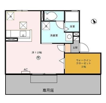 セジュールショコラ(ワンルーム/1階)の間取り写真