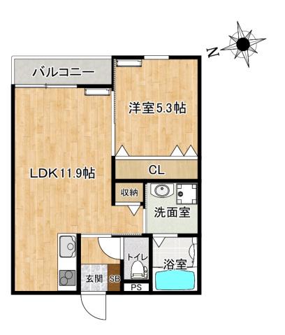 シャンテ瀬戸越(1LDK/2階)の間取り写真