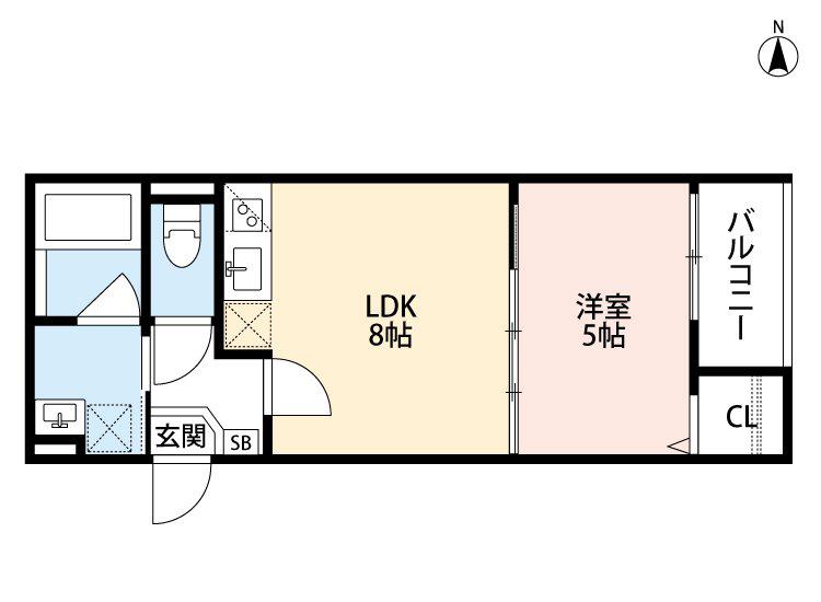 クラスティーネ若江西(1LDK/2階)の間取り写真