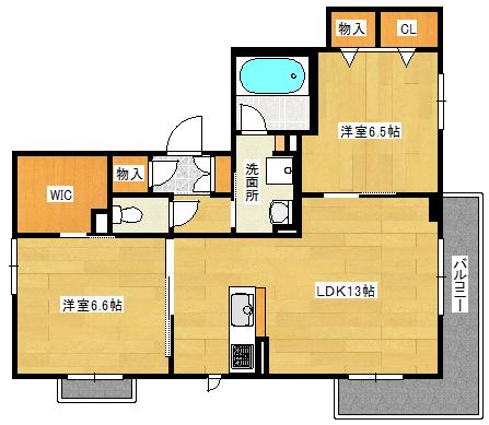 エクレール高須(2LDK/3階)の間取り写真