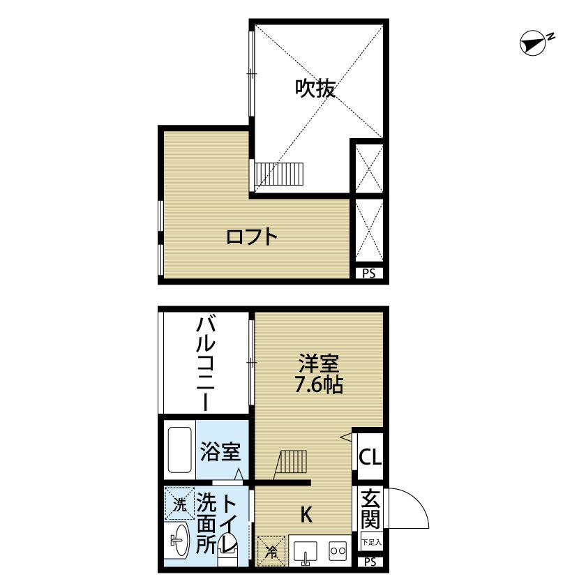 HAUS RUHE 高畑ハウスルーエタカバタ(ワンルーム/1階)の間取り写真