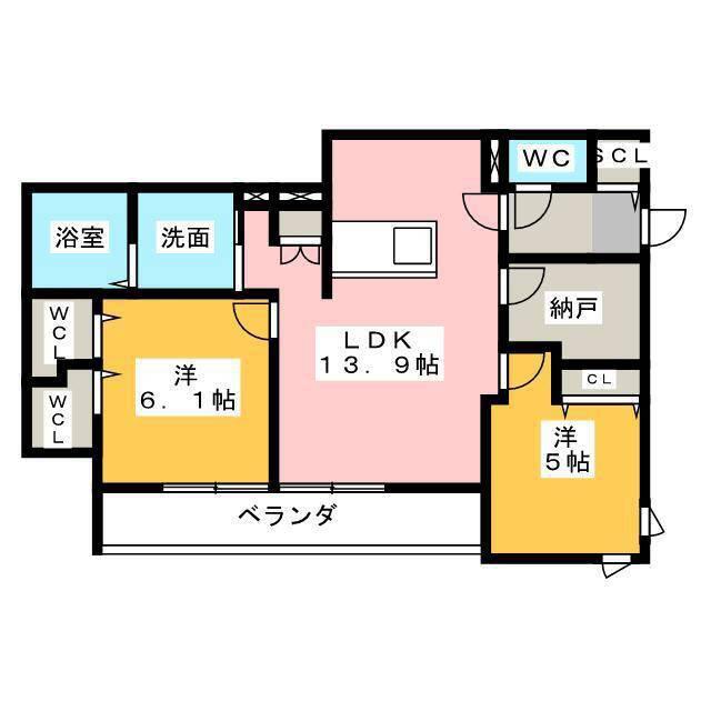 RESIDENCE HARU(2LDK/2階)の間取り写真