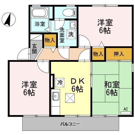 メゾンクレール(3DK/1階)の間取り写真