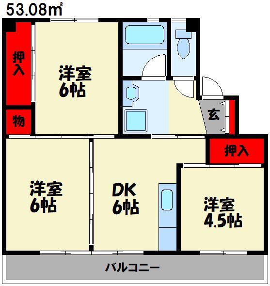 ビレッジハウス庄内2号棟(3DK/1階)の間取り写真