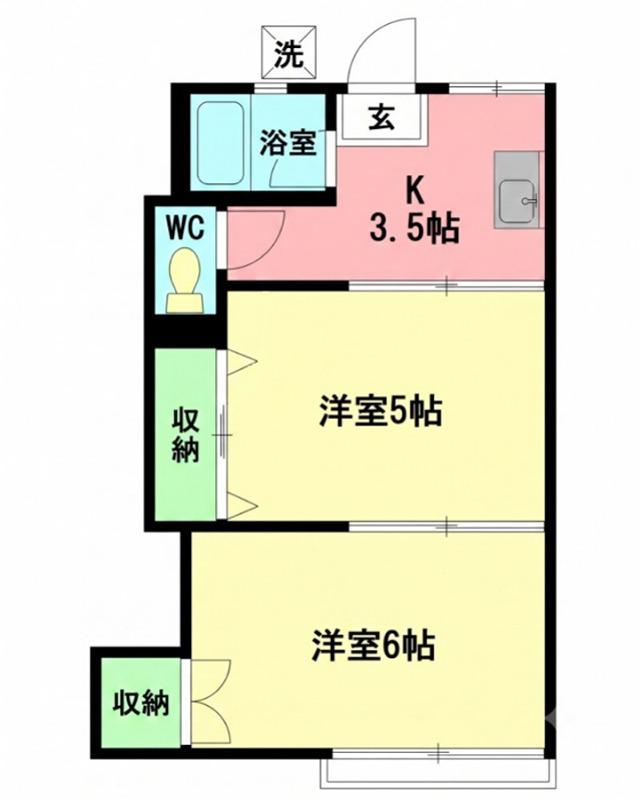 湘南ハイツ(2K/2階)の間取り写真