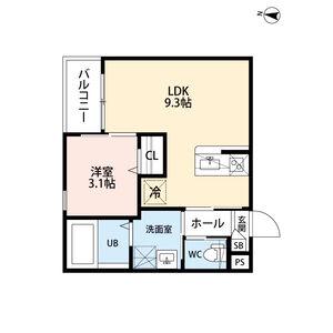CRASTINE弥次ヱ町4丁目C棟クラスティ(1LDK/2階)の間取り写真