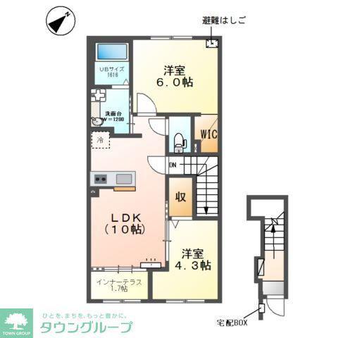 メルヴェール(2LDK/2階)の間取り写真