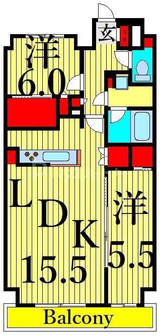スプランディッド西日暮里(2LDK/7階)の間取り写真