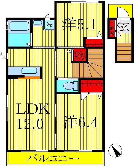 ラフィネ(2LDK/2階)の間取り写真