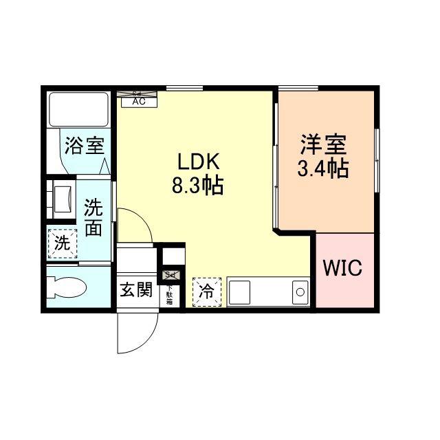 INTEGRAL SOTO(1LDK/2階)の間取り写真