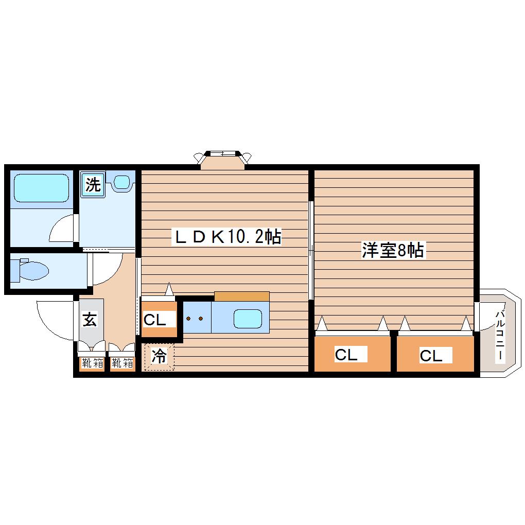 グラツィ(1LDK/1階)の間取り写真